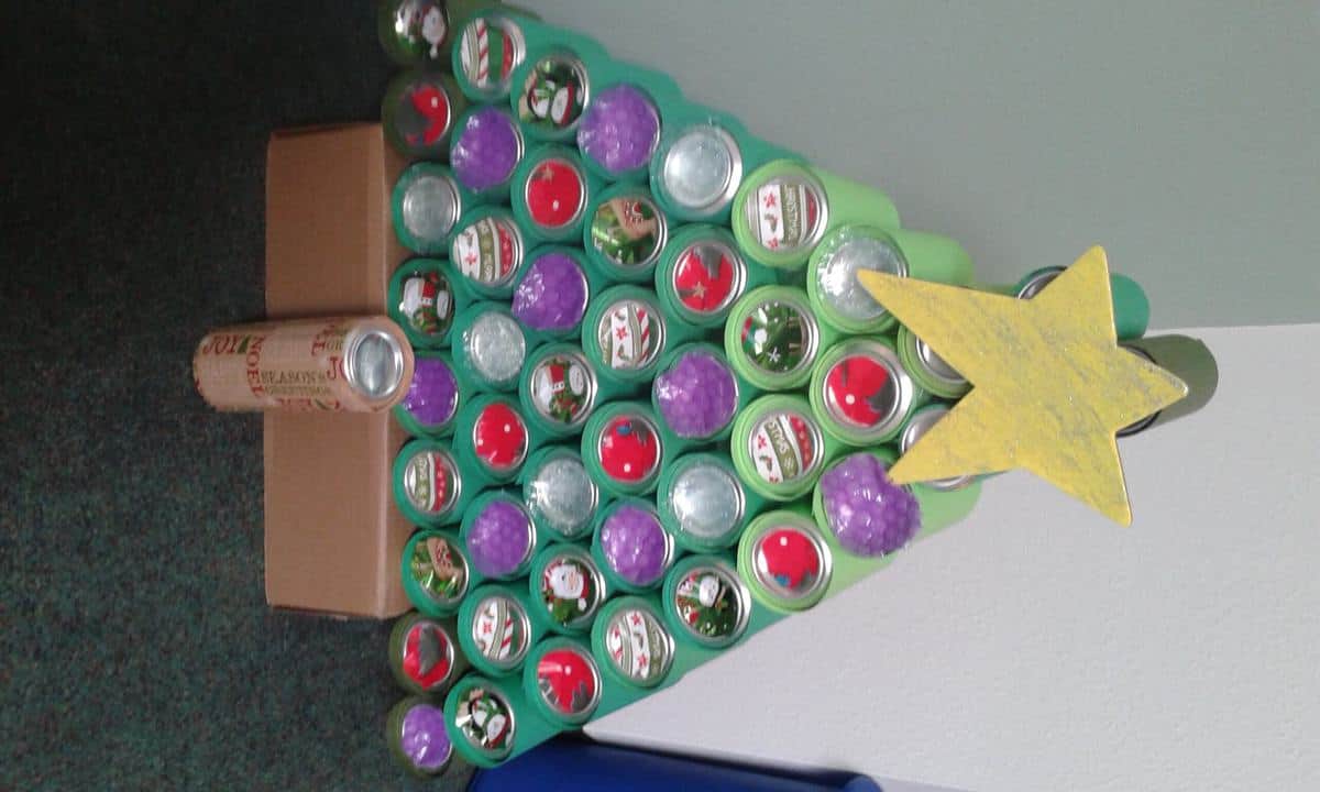 Christmas tree made from cans