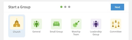choosing church as the group type in Faithlife