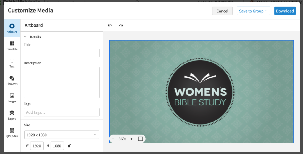 customizing women's Bible study graphic for social media