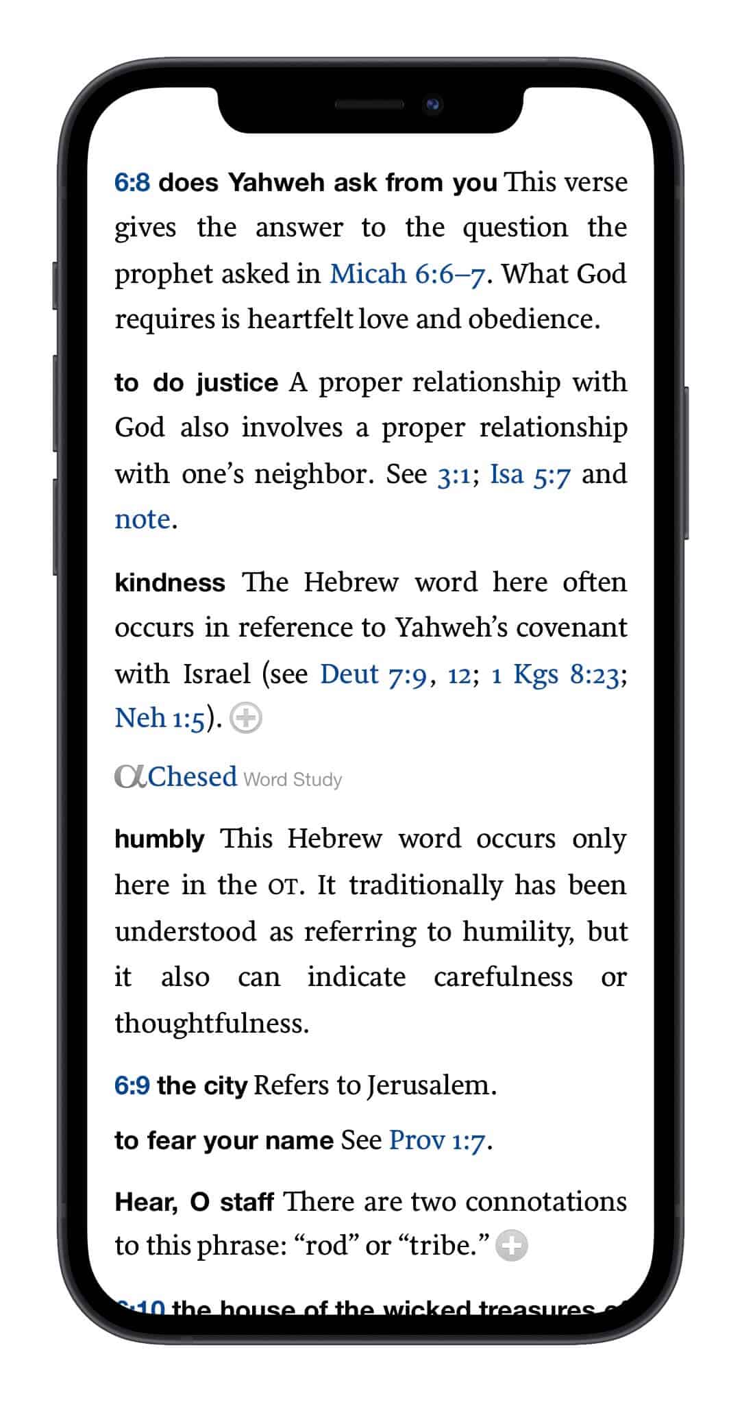 Faithlife Study Bible results for Micah 6:8 in the Logos Bible study app