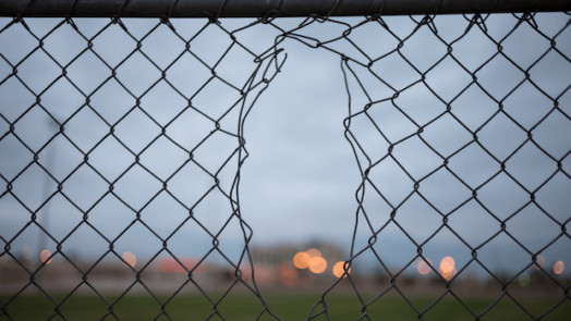 tampered chain link fence: blog header images for fear not Scriptures