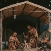 nativity at church doing Christmas services online & in person