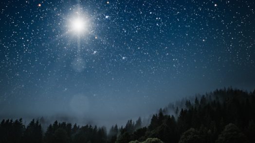 star shines bright in the sky